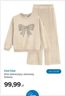 Dres dziewczęcy welurowy beżowy Cool Club promocja w Smyk