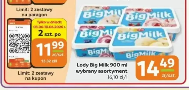 Lody Big Milk promocja w Gama