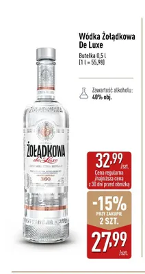 Wódka Żołądkowa De Luxe promocja w Aldi
