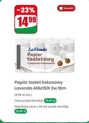 Papier toaletowy zapach kokosowy 16 rolek promocja w Dino