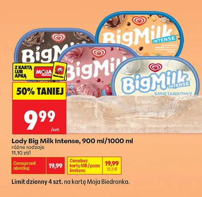 Lody Big Milk Intense promocja w Biedronka