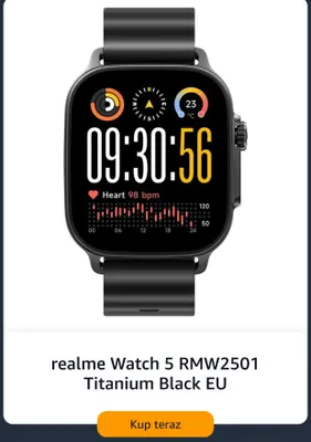 Smartwatch realme Watch 5 RMW2501 Titanium Black Eu promocja w Amazon