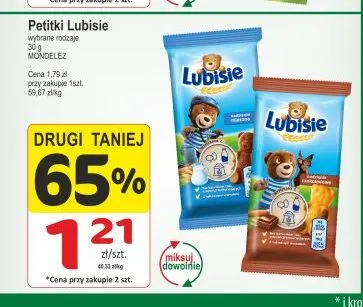 Ciasteczka Petitki Lubisie z nadzieniem mlecznym promocja w Marketvita