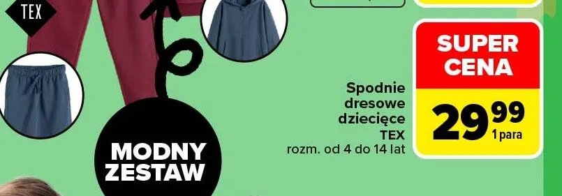 Spodnie dresowe dziecięce TEX promocja w Carrefour