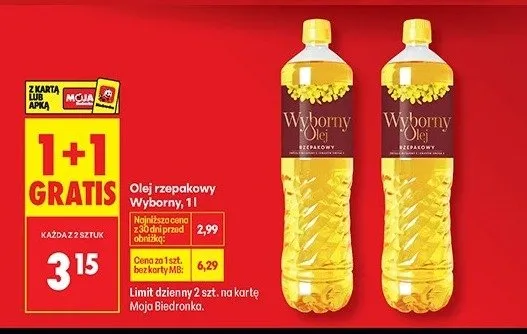 Olej rzepakowy Wyborny promocja w Biedronka