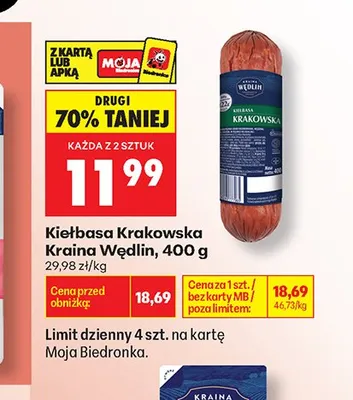 Kiełbasa Krakowska Kraina Wędlin promocja w Biedronka