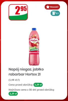 Napój niegazowany jabłko rabarbar Hortex promocja w Dino