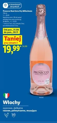 Wino musujące Prosecco Rosé Extra Dry Millesimato promocja w Lidl