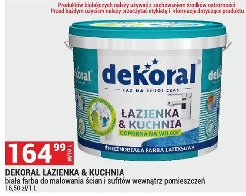 Farba łazienka & kuchnia biała do malowania ścian i sufitów wewnątrz pomieszczeń promocja w Merkury Market