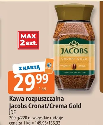 Kawa rozpuszczalna Jacobs Cronat Gold promocja w Leclerc