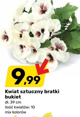 Kwiat sztuczny bratki bukiet mix kolorów promocja w Bricomarche