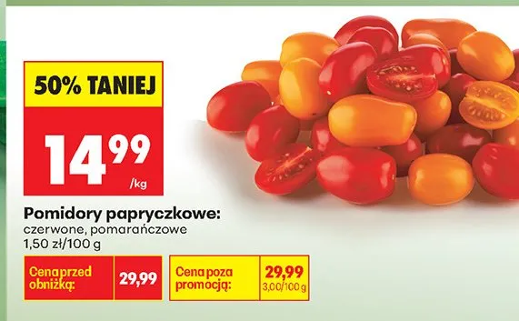 Pomidory papryczkowe czerwone promocja w Biedronka