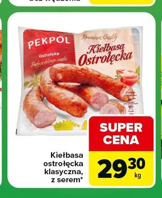 Kiełbasa ostrołęcka klasyczna Pekpol promocja w Carrefour Express
