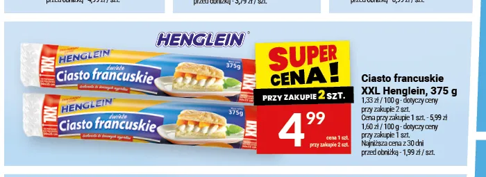 Ciasto francuskie XXL Henglein promocja w Twój Market