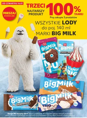 Lody do poj. 140 ml marki Big Milk promocja w Kaufland