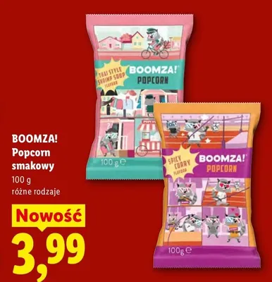 Popcorn smakowy Boomza! o smaku pikantnego curry promocja w Lidl