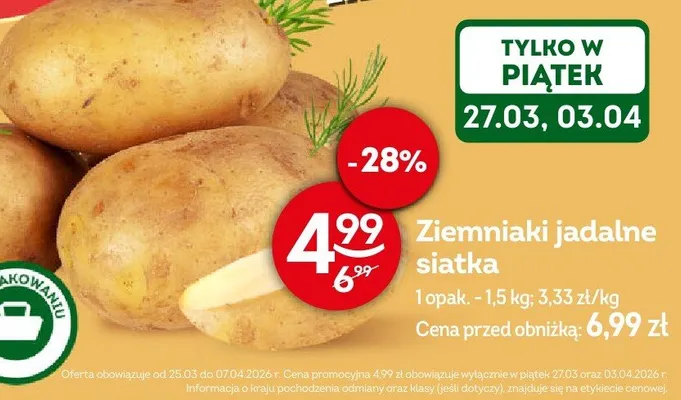 Ziemniaki jadalne siatka promocja w Żabka