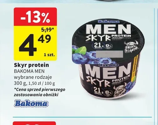 Skyr protein Bakoma Men promocja w Intermarche