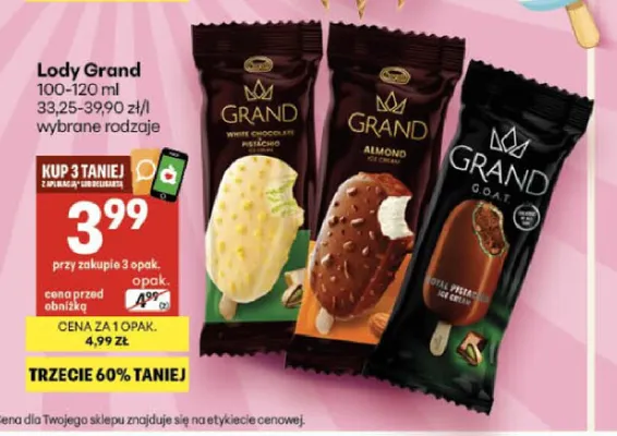 Lody Grand Royal Pistachio promocja w Delikatesy Centrum