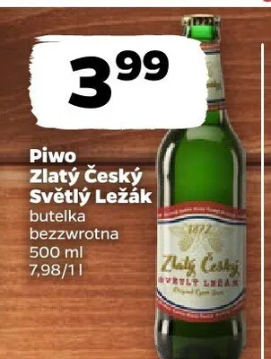 Piwo Zlatý Český Světlý Ležák butelka bezzwrotna promocja w Netto