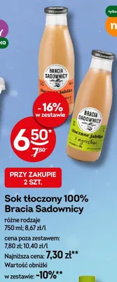 Sok tłoczony 100% różne rodzaje promocja w Żabka