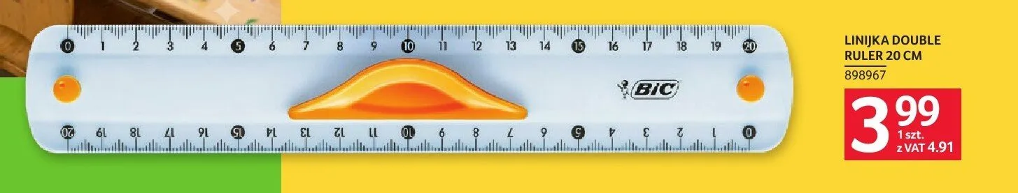 Linijka Double Ruler BIC 20 cm promocja w Selgros