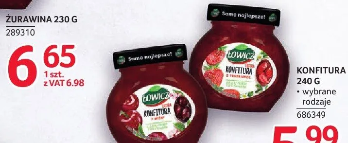 Konfitura Łowicz 240g - wybrane rodzaje promocja w Selgros