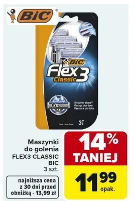 Maszynki do golenia Flex3 Classic Bic 3 szt. promocja w Carrefour Market