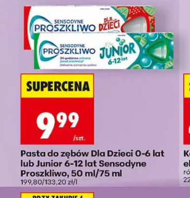 Pasta do zębów Dla Dzieci 0-6 lat lub Junior 6-12 lat Sensodyne Proszkliwo promocja w Biedronka