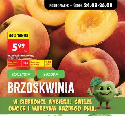 Brzoskwinia na wagę promocja w Biedronka