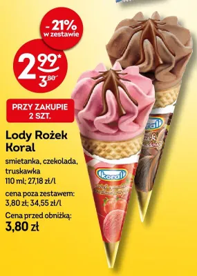 Lody Rożek Koral czekolada promocja w Żabka