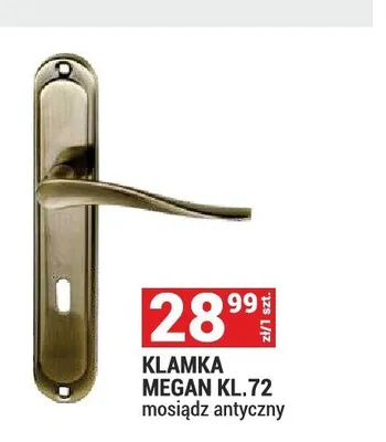 Klamka Megan Kl.72 mosiądz antyczny promocja w Merkury Market