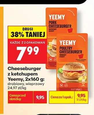 Cheeseburger wieprzowy z ketchupem Yeemy promocja w Biedronka