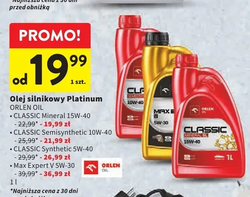 Olej silnikowy Platinum Orlen Oil Classic Semisynthetic 10W-40 promocja w Intermarche