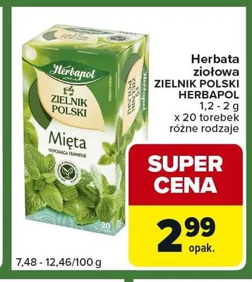 Herbata ziołowa ZIELNIK POLSKI HERBAPOL promocja w Carrefour Express