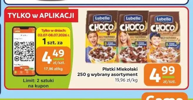 Płatki śniadaniowe Choco Muszelki Lubella Mlekołaki promocja w Gama