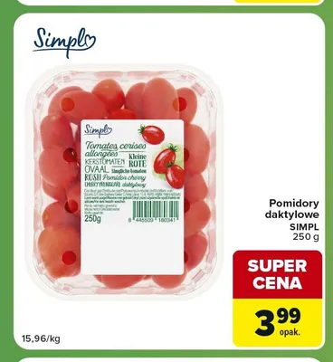 Pomidory daktylowe Simpl promocja w Carrefour Express