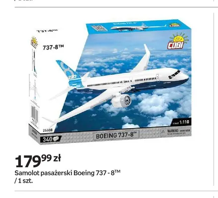 Samolot pasażerski Boeing 737-8 Cobi promocja w Empik