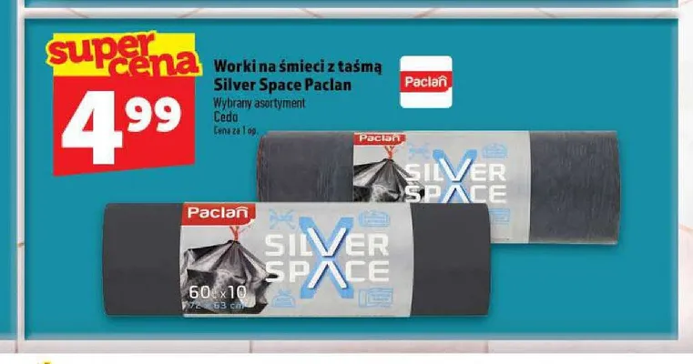 Worki na śmieci z taśmą Paclan Silver Space 60 l promocja w TOPAZ