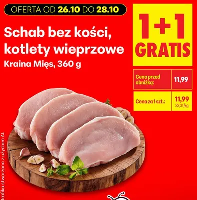 Schab bez kości kotlety wieprzowe Kraina Mięs promocja w Biedronka