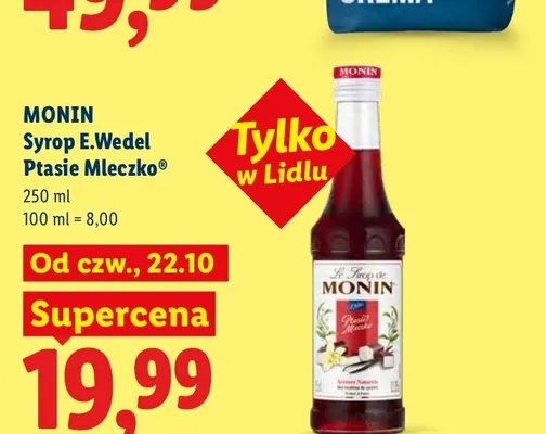 Syrop E.Wedel Ptasie Mleczko Monin promocja w Lidl