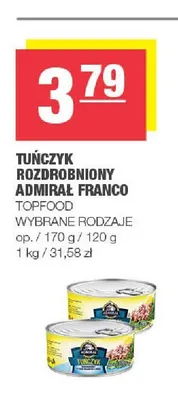Tuńczyk rozdrobniony Admirał Franco Topfood promocja w SPAR