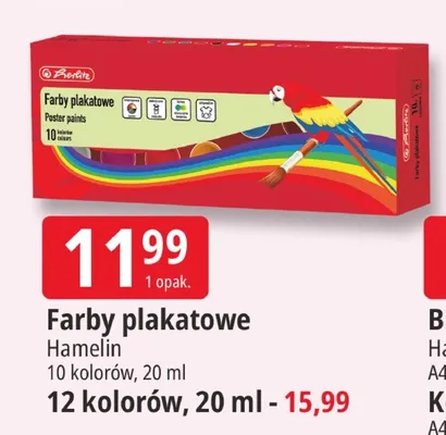 Farby plakatowe Herlitz 10 kolorów promocja w Leclerc