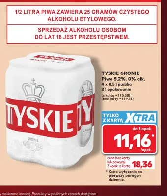 Piwo Tyskie Gronie 5,2% 4-pak 500 ml promocja w Kaufland