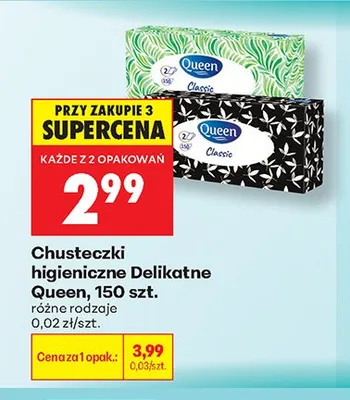 Chusteczki higieniczne Delikatne Queen promocja w Biedronka