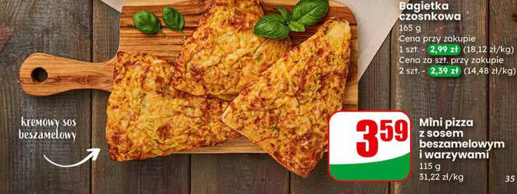 Mini pizza z sosem beszamelowym i warzywami promocja w Dino