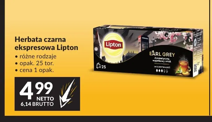 Herbata czarna ekspresowa Lipton promocja w Makro