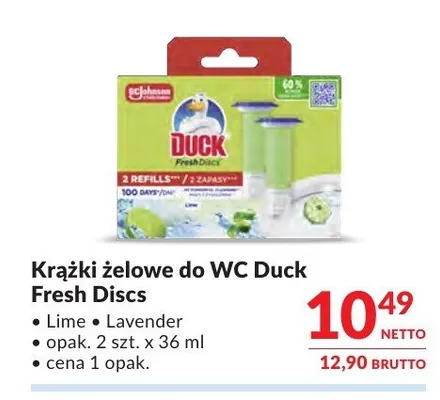Krążki żelowe do WC Duck Fresh Discs Lime 2-pak 36 ml promocja w Makro