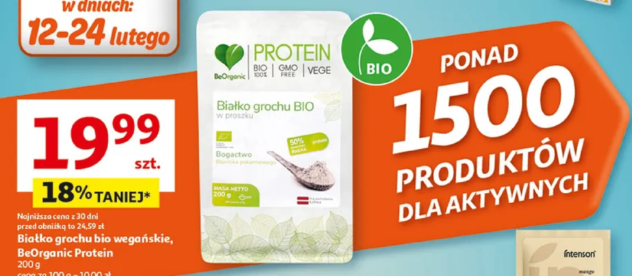 Białko grochu bio wegańskie, BeOrganic Protein promocja w Auchan