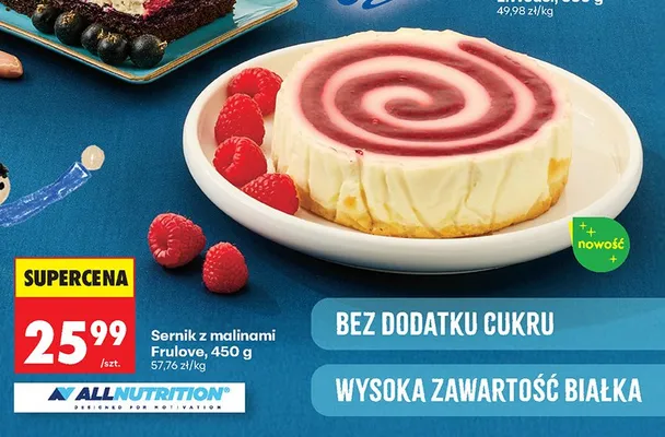 Sernik z malinami Frulove ALLNUTRITION promocja w Biedronka